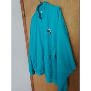 Vintage Carnival Cruise Men's size Large Jacket Teal Zipper and Hooded Nylon EUC